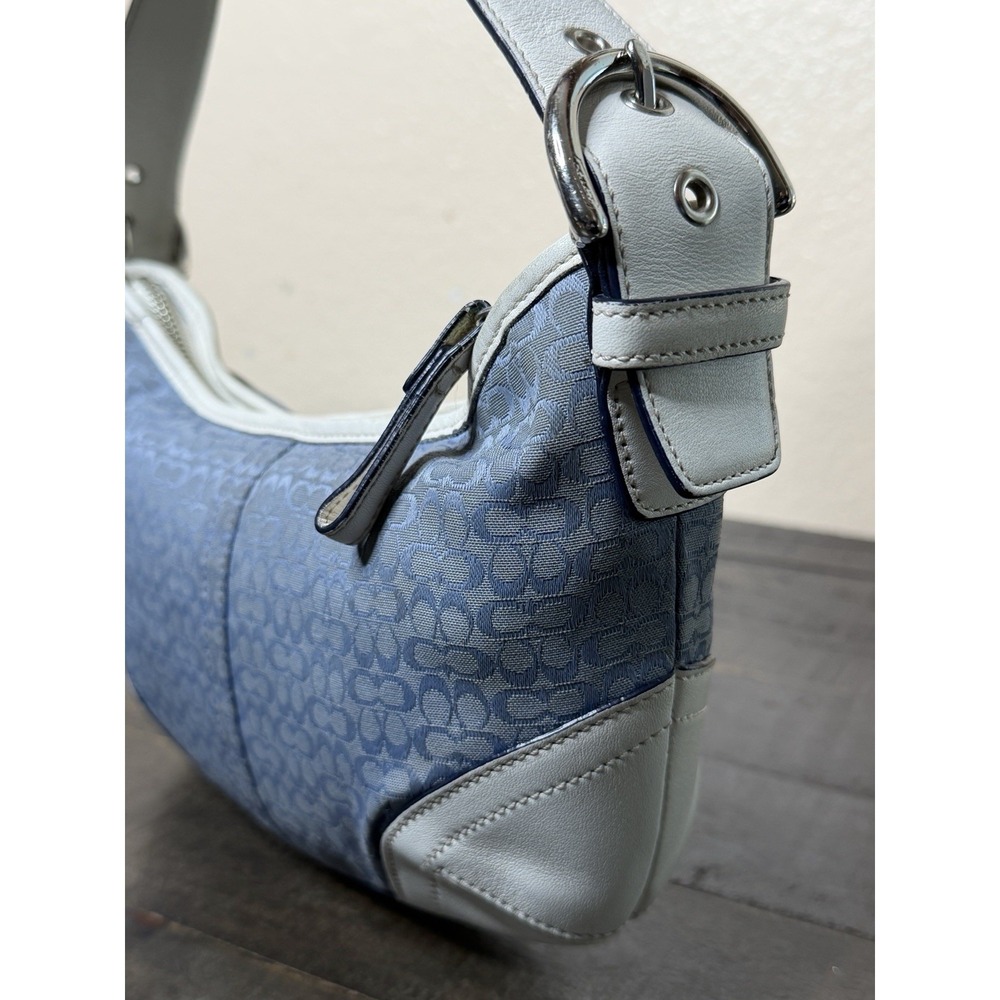 Coach Women's Y2K Blue Signature Jacquard Soho Mini Hobo Bag White Trim 6351 - Picture 5 of 15